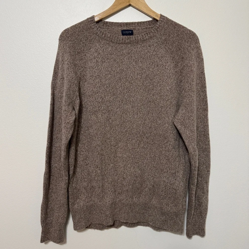 J. Crew Crewneck Sweater in Supersoft Lambswool Blend Size Medium Brown Fall